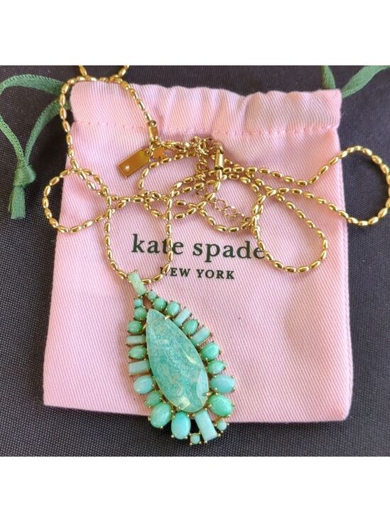 kate spade Jewelry - Kate Spade Turquoise Pendant Necklace Gold Tone